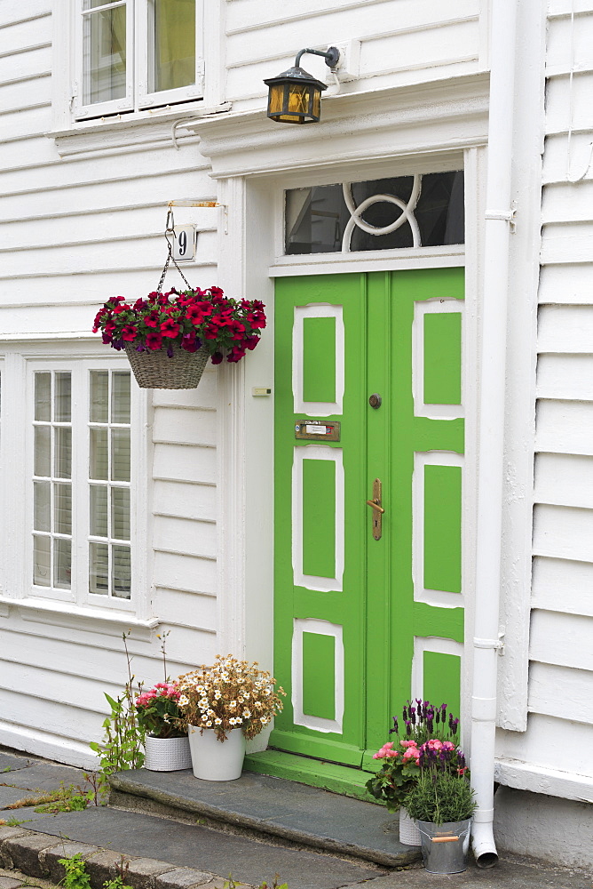 Door, Gamle (Old Town) District, Stavanger City, Rogaland County, Norway, Scandinavia, Europe