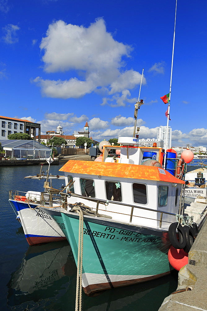 Fishing boats, Ponta Delgada City, Sao Miguel Island, Azores, Portugal, Atlantic, Europe