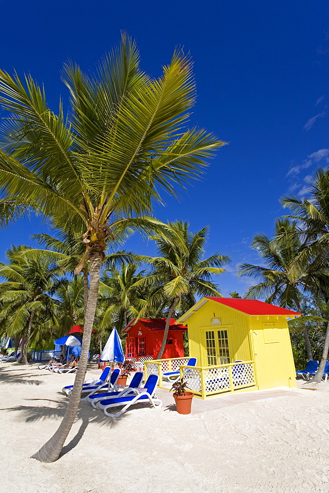 Beach cabana, Princess Cays, Eleuthera Island, Bahamas, West Indies, Central America