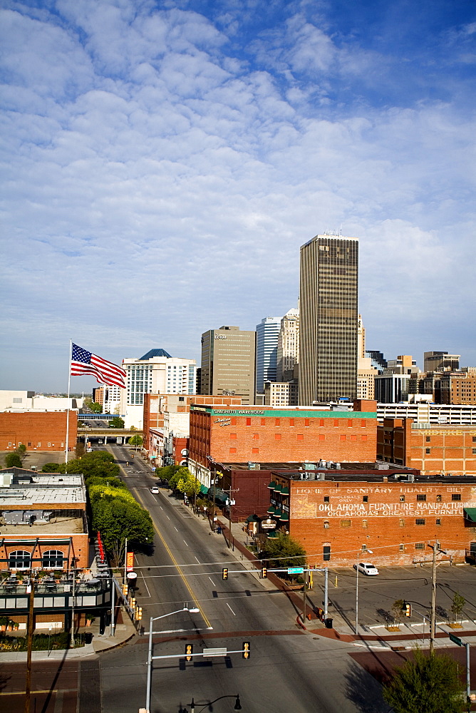 Oklahoma City viewed from Bricktown District, Oklahoma, United States of America, North America