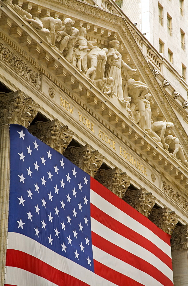 Stock Exchange on Wall Street, Lower Manhattan, New York City, New York, United States of America, North America