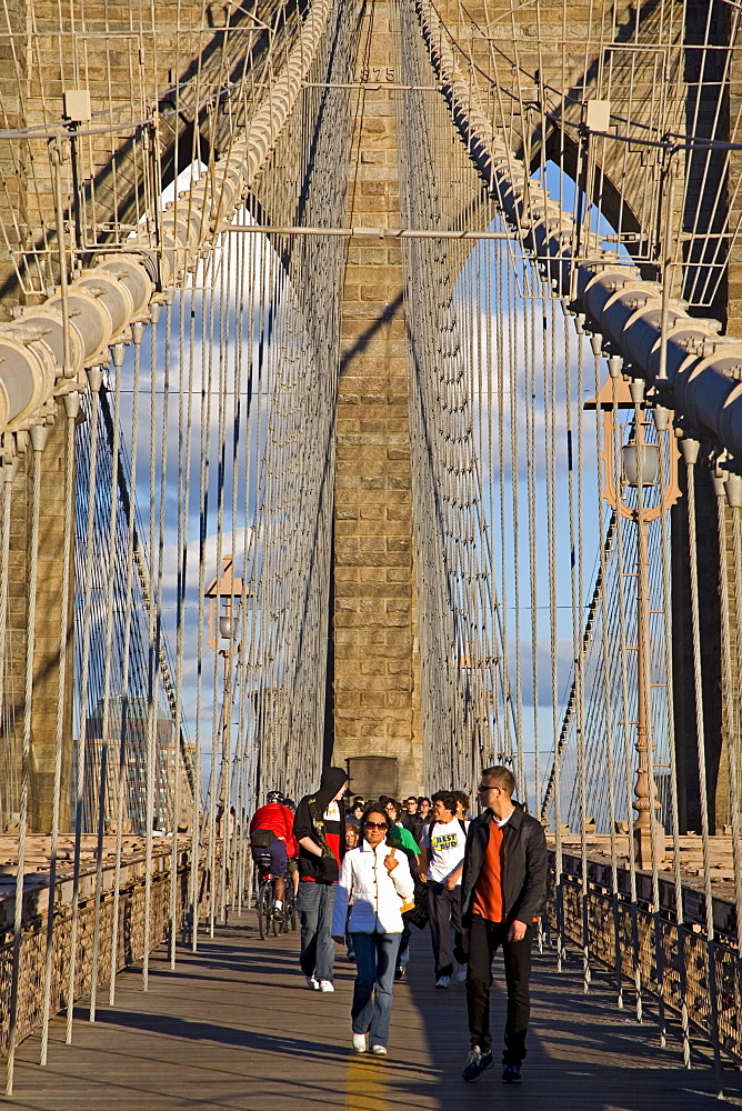 Brooklyn Bridge viewed from Lower Manhattan side, New York City, New York, United States of America, North America