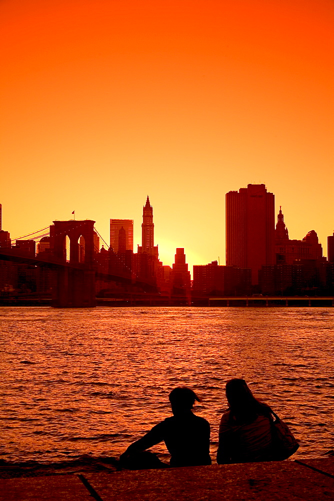 Lower Manhattan Skyline viewed from Brooklyn Bridge Park, Brooklyn, New York City, New York, United States of America, North America