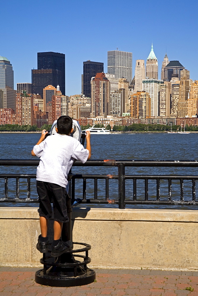 Lower Manhattan viewed from Liberty Park, Jersey City, New Jersey, United States of America, North America