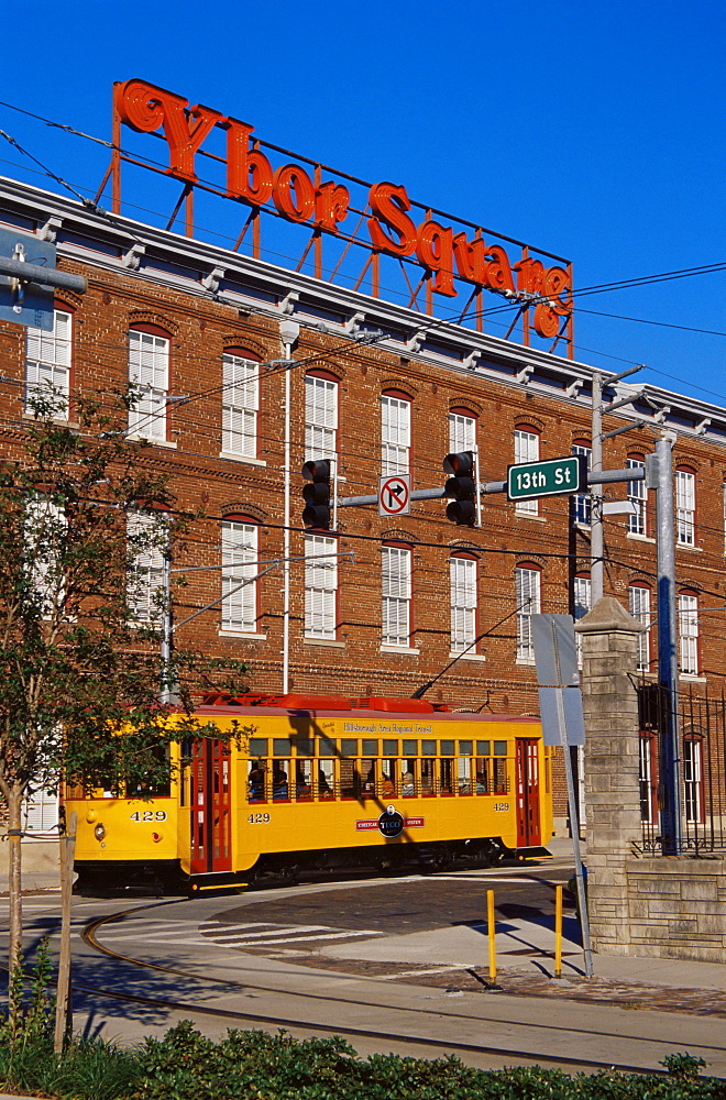 Streetcar in Ybor City District, Tampa, Florida, United States of America, North America