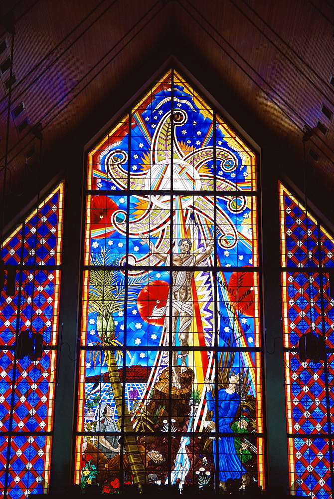 Great window, Cathedral of the Holy Trinity, Auckland, North Island, New Zealand, Pacific