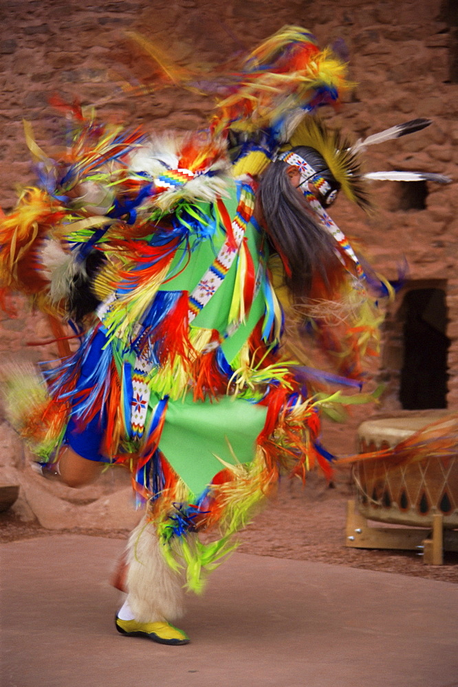 Indian dancing, Manitou Cliff Dwellings, Manitou Springs, Colorado, United States of America, North America