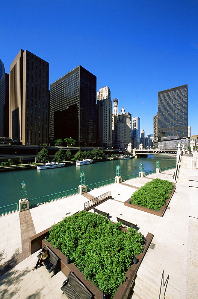 Chicago Riverwalk, New Eastside area, Chicago, Illinois, United States of America, North America