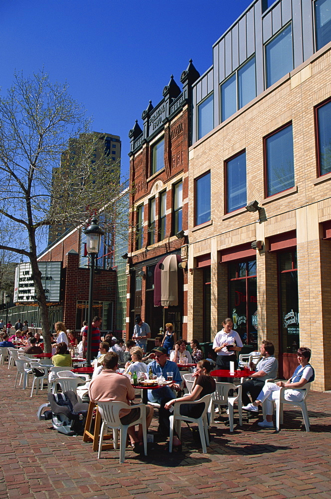 Main street, historic Eastside Milling area, Minneapolis, Minnesota, United States of America, North America