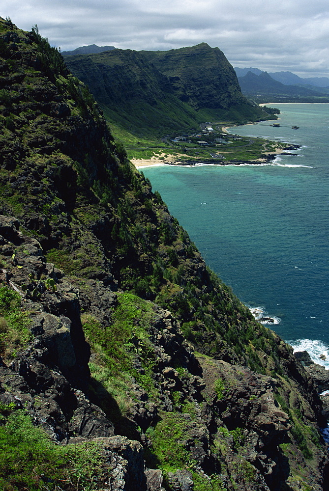 View of Windward Shore from Makapuu Head, Oahu island, Hawaii, United States of America, North America