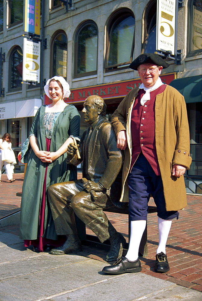 Colonial impersonators, Faneuil Hall, Boston, Massachusetts, New England, United States of America, North America