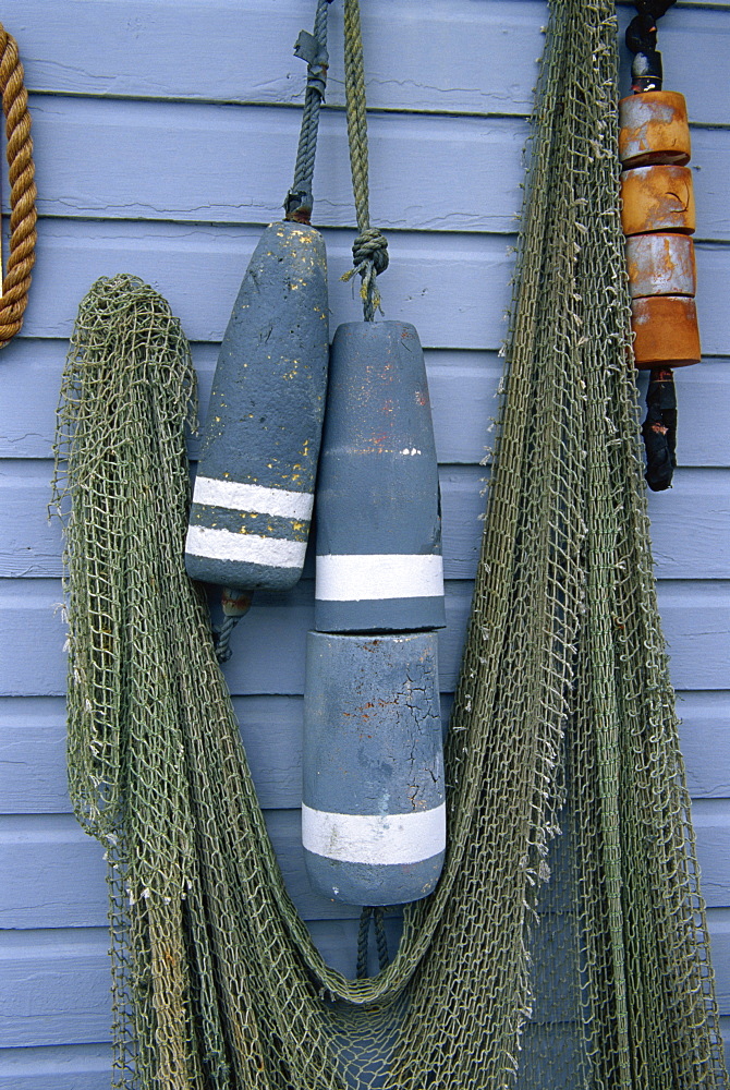 Nets and buoys, Bandon City, Oregon, United States of America, North America