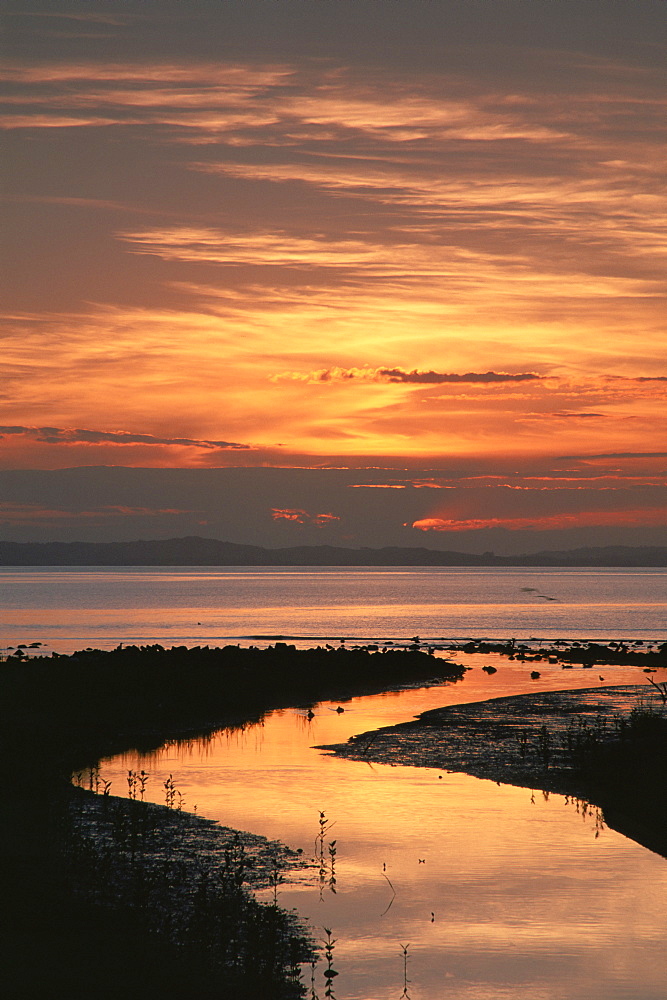 Sunset, Firth of Thames, Coromandel Peninsula, North Island, New Zealand, Pacific