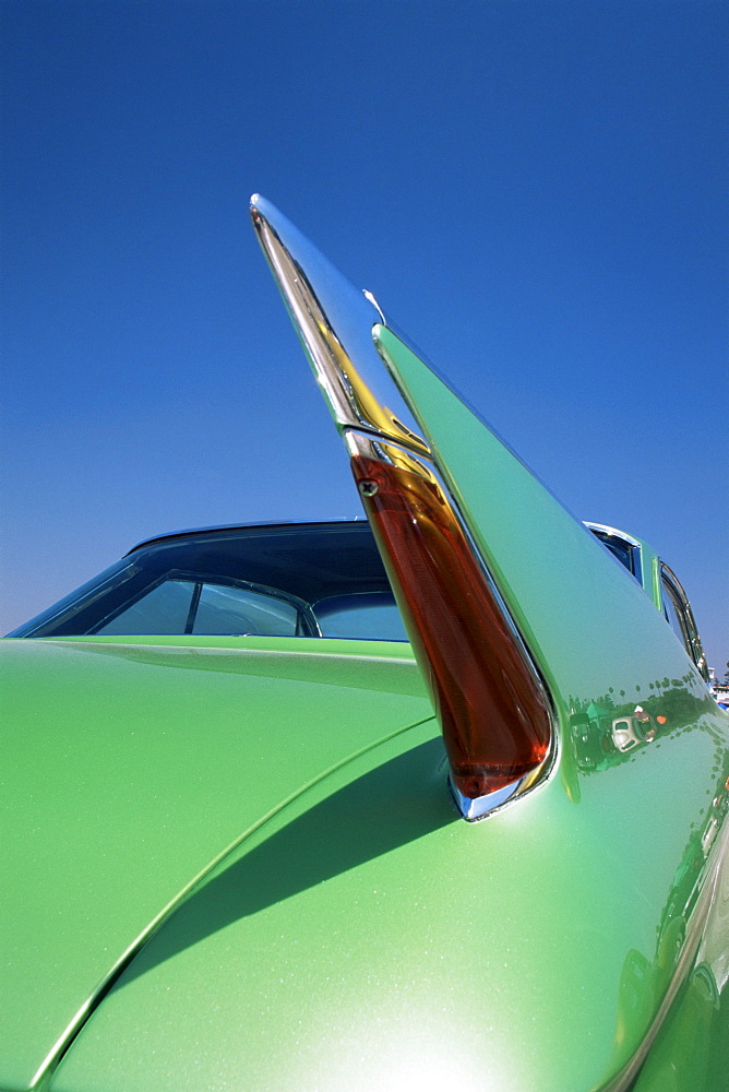 Rear fin of 1961 Cadillac, Los Angeles County Fairgrounds, Pomona, California, United States of America, North America