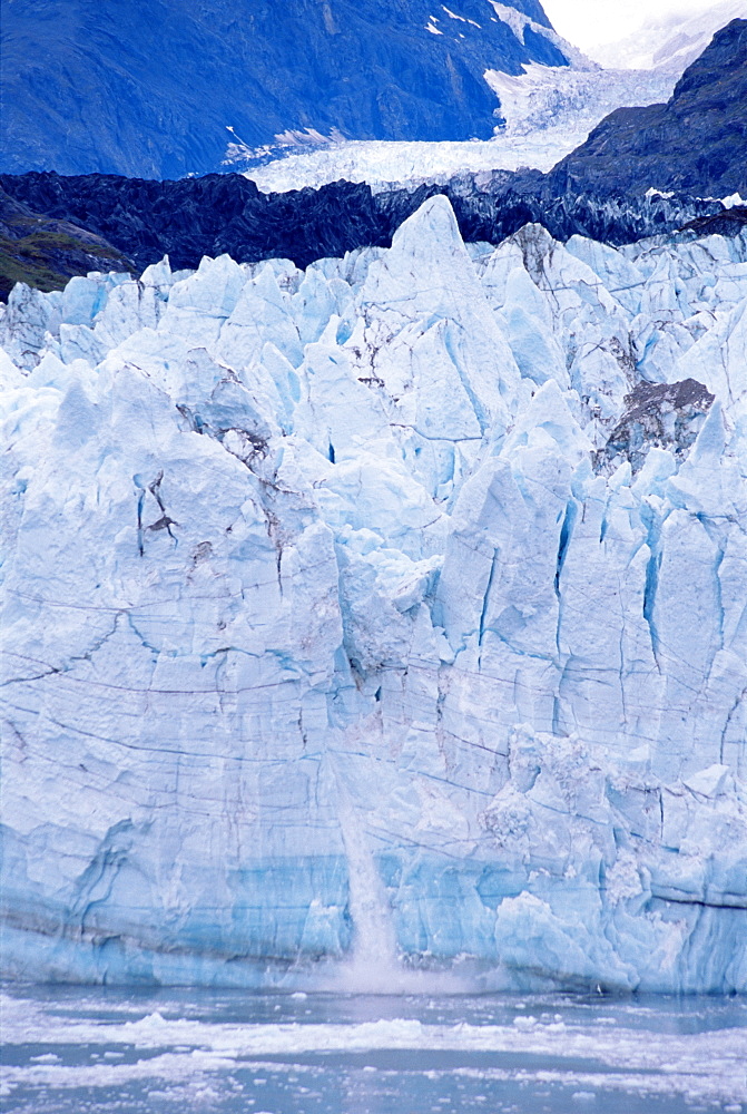 Calving ice, Margerie Glacier, Glacier Bay National Park, Alaska, United States of America, North America