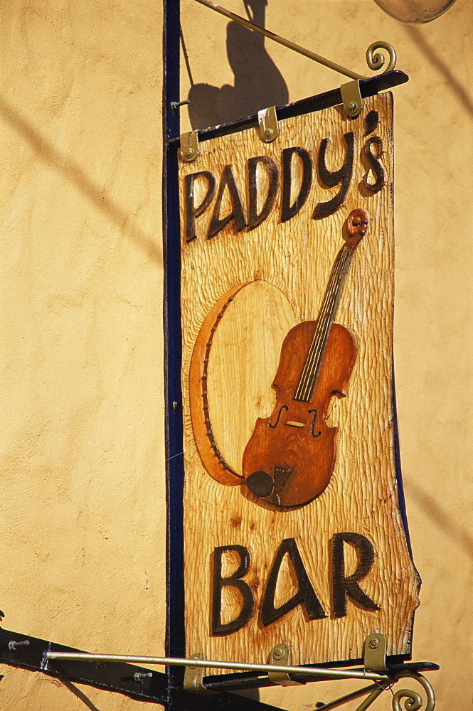 Paddy's bar sign, Glenties village, County Donegal, Ulster, Republic of Ireland, Europe