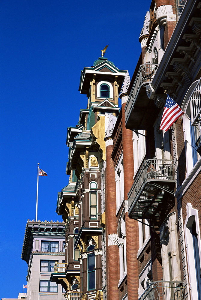 Buildings on 5th Avenue, Gaslamp district, San Diego, California, United States of America, North America