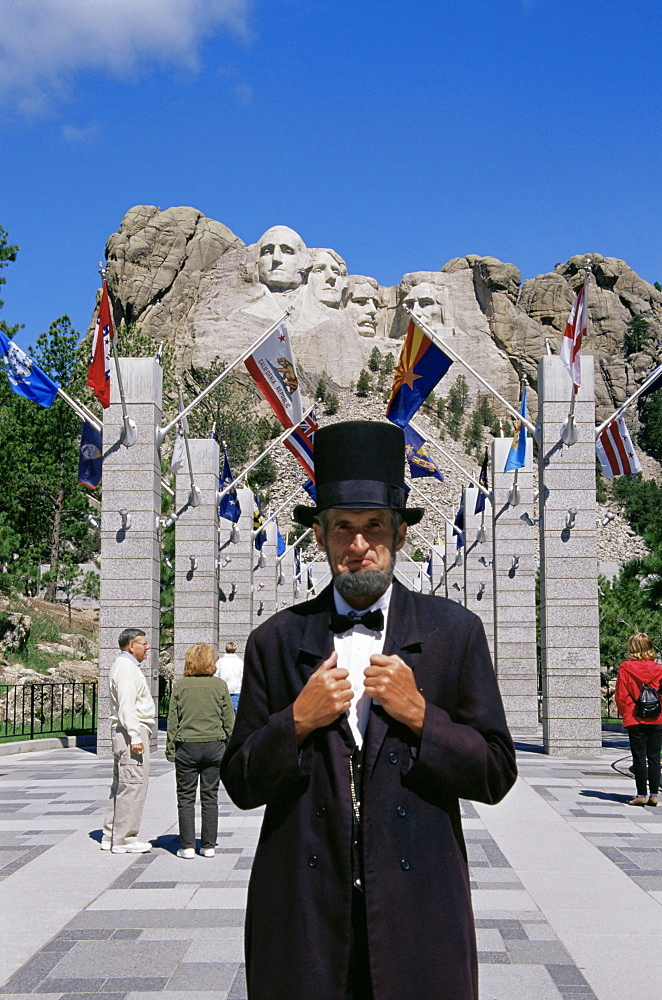 Lincoln impersonator, Mount Rushmore National Park, Black Hills area, South Dakota, United States of America, North America