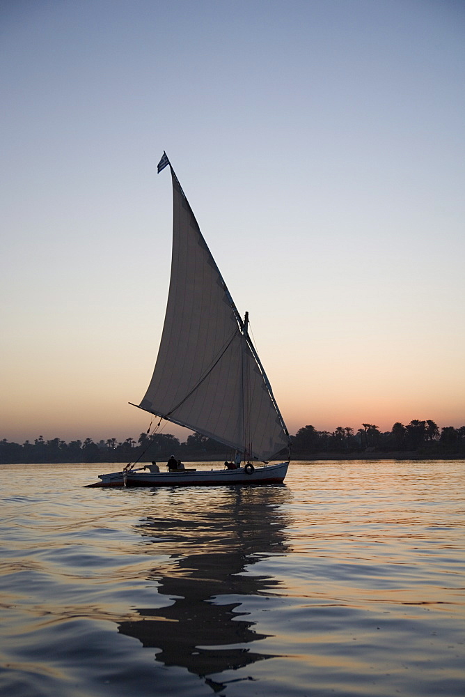 Felucca, sunset, River Nile, Luxor, Egypt, North Africa, Africa