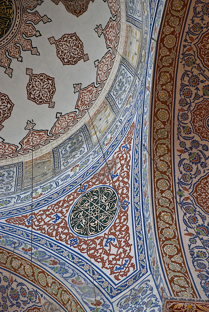 Detail of the interior of the Blue Mosque, Istanbul, Turkey, Europe