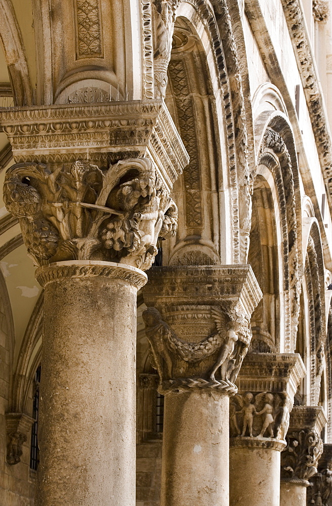 Columns of the Rector's Palace, Old Town, Dubrovnik, Dalmatia, Croatia, Europe