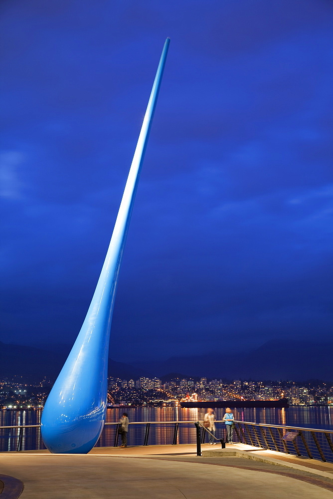 The Raindrop sculpture at night, Downtown Vancouver waterfront near the Convention Centre and Canada Place, Vancouver, British Columbia, Canada, North America