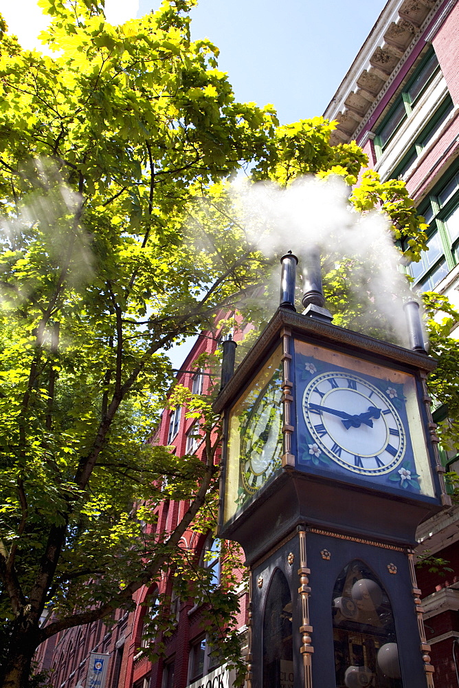 The Steam Clock on Water Street, Gastown, Vancouver, British Columbia, Canada, North America