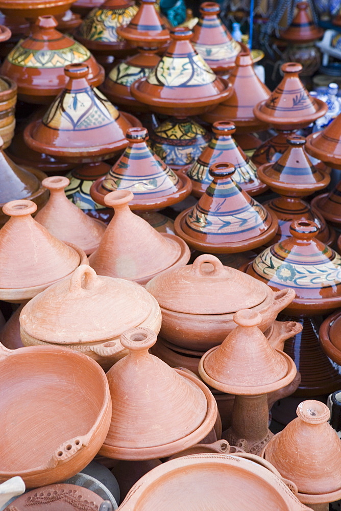 Tajine pots for sale in souk, Meknes, Morocco, North Africa, Africa