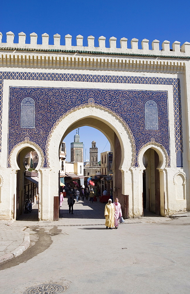 Bab Boujeloud gate, Medina, Fez, Morocco, North Africa, Africa