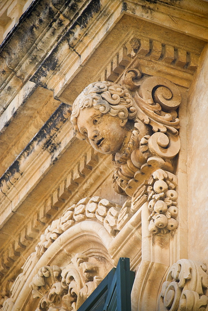 Baroque balcony, Palazzo Nicolaci, Noto, Sicily, Italy, Europe