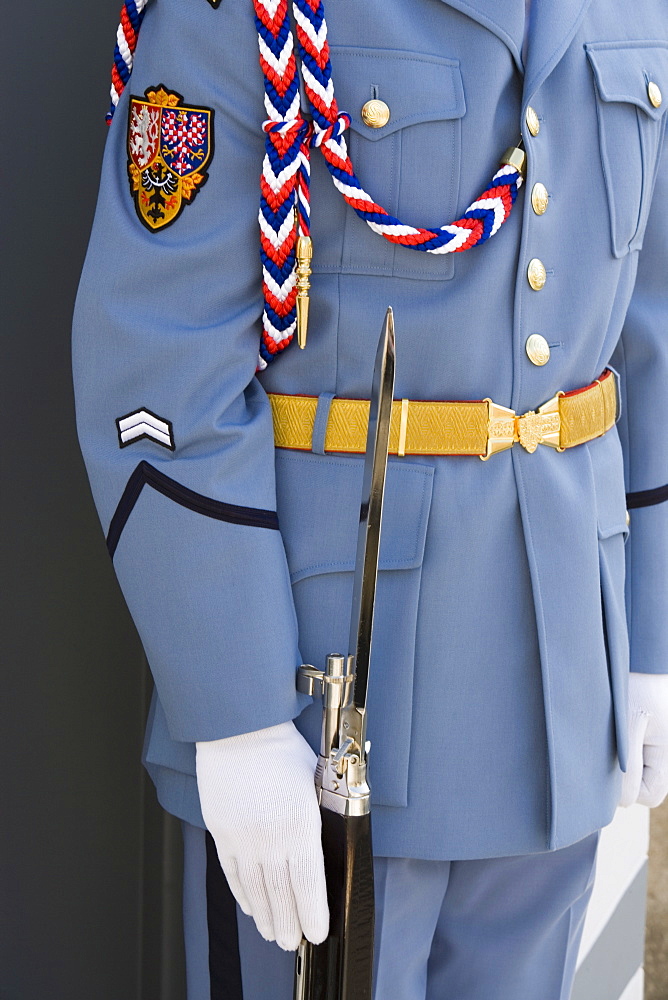 Guard, soldier on sentry duty, Royal Palace and castle, Prague, Czech Republic, Europe