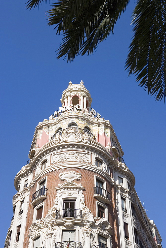 palm trees, Banco de Valencia bank, Valencia, Mediterranean, Costa del Azahar, Spain, Europe