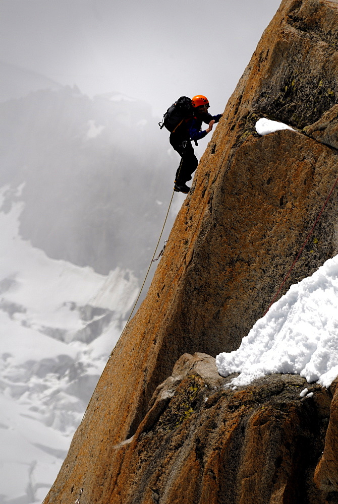 Mountaineer, climber, Mont Blanc range, French Alps, France, Europe