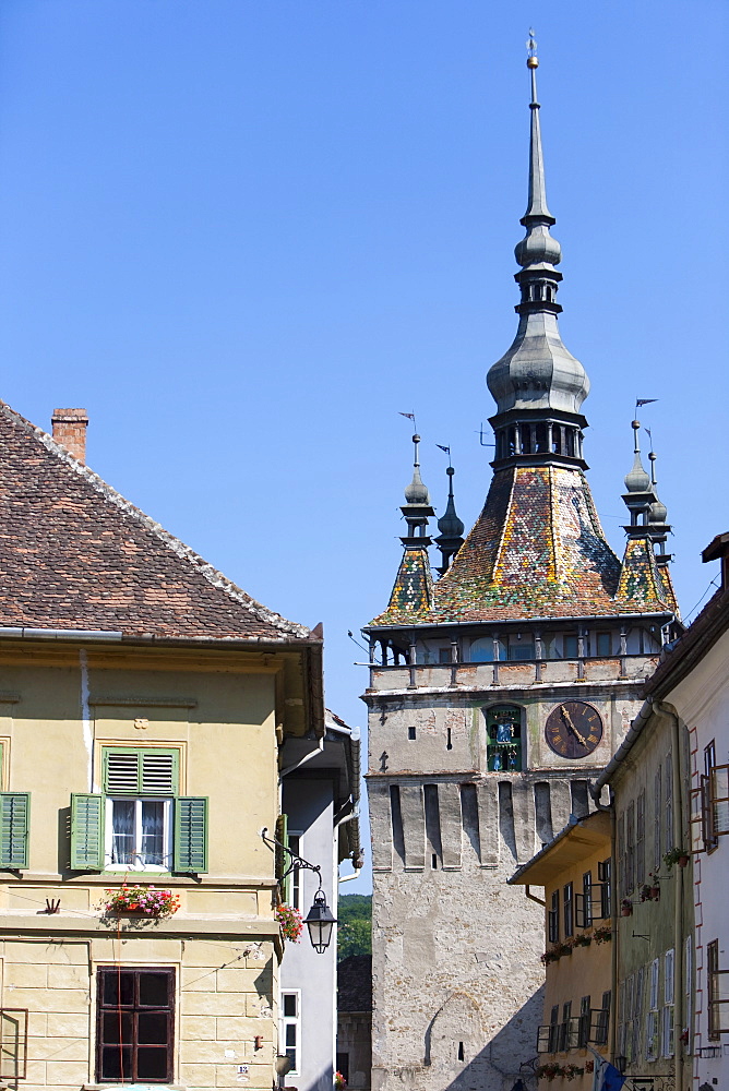 Clock tower, Sighisoara, UNESCO World Heritage Site, Transylvania, Romania, Europe