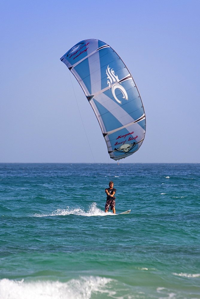 Kite surfer, Cotillo, Fuerteventura, Canary Islands, Spain,. Atlantic, Europe