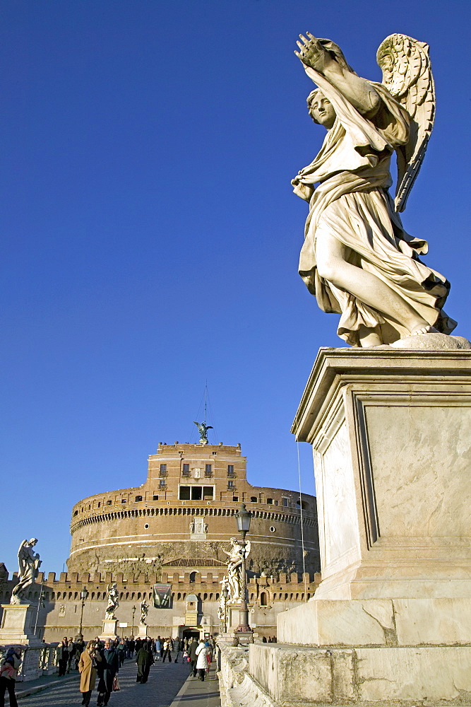 St. Angelo Castle (Castello San'Angelo) and St. Angelo Bridge, Rome, Lazio, Italy, Europe