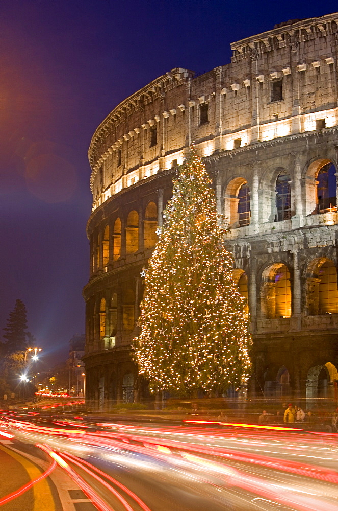 Colosseum at Christmas time, Rome, Lazio, Italy, Europe