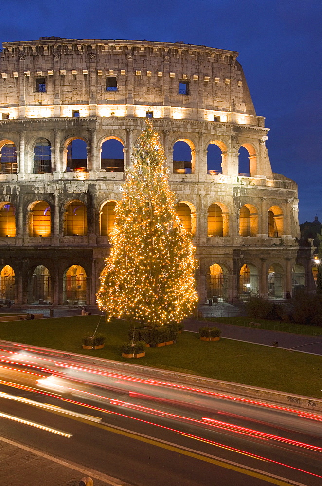 Colosseum at Christmas time, Rome, Lazio, Italy, Europe