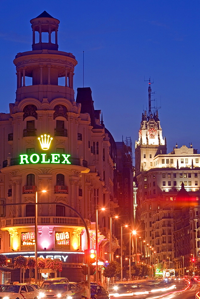 Corner of the Calle de Alcala and Gran Via, Madrid, Spain, Europe