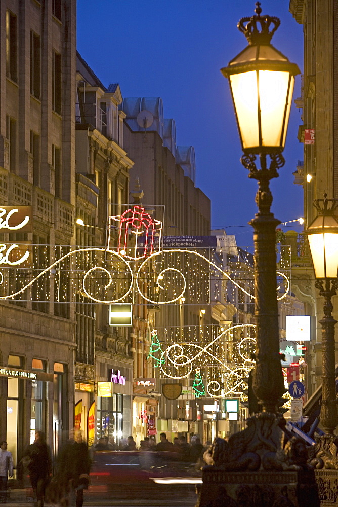 Christmas in Dam Square and Kalvestraat, Amsterdam, Netherlands, Europe