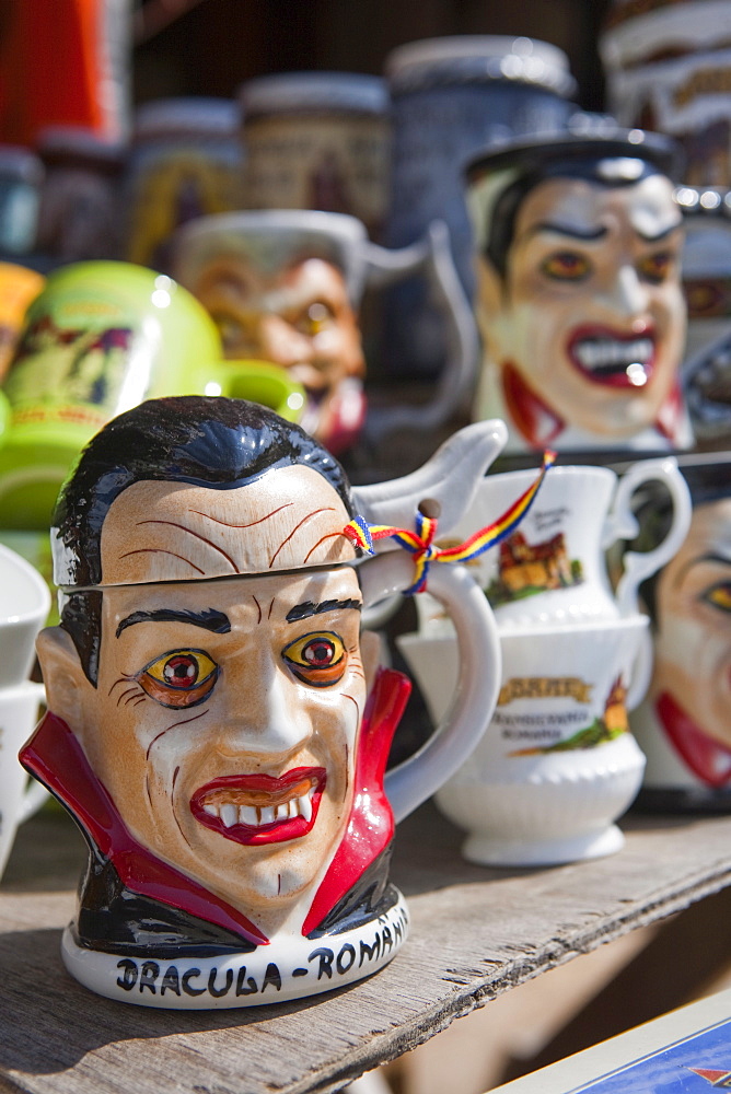 Dracula mugs, Bran castle (Dracula castle), Bran, Transylvania, Romania, Europe