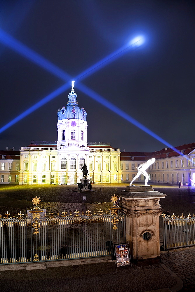 Schloss Charlottenburg (Charlottenburg Castle), illuminated at night at Christmas, Charlottenburg, Berlin, Germany, Europe