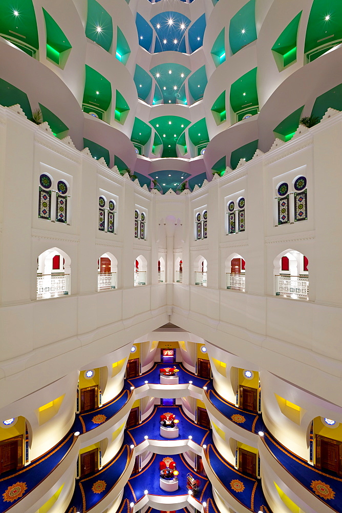 Atrium of the Burj Al Arab Hotel, Dubai, United Arab Emirates, Middle East