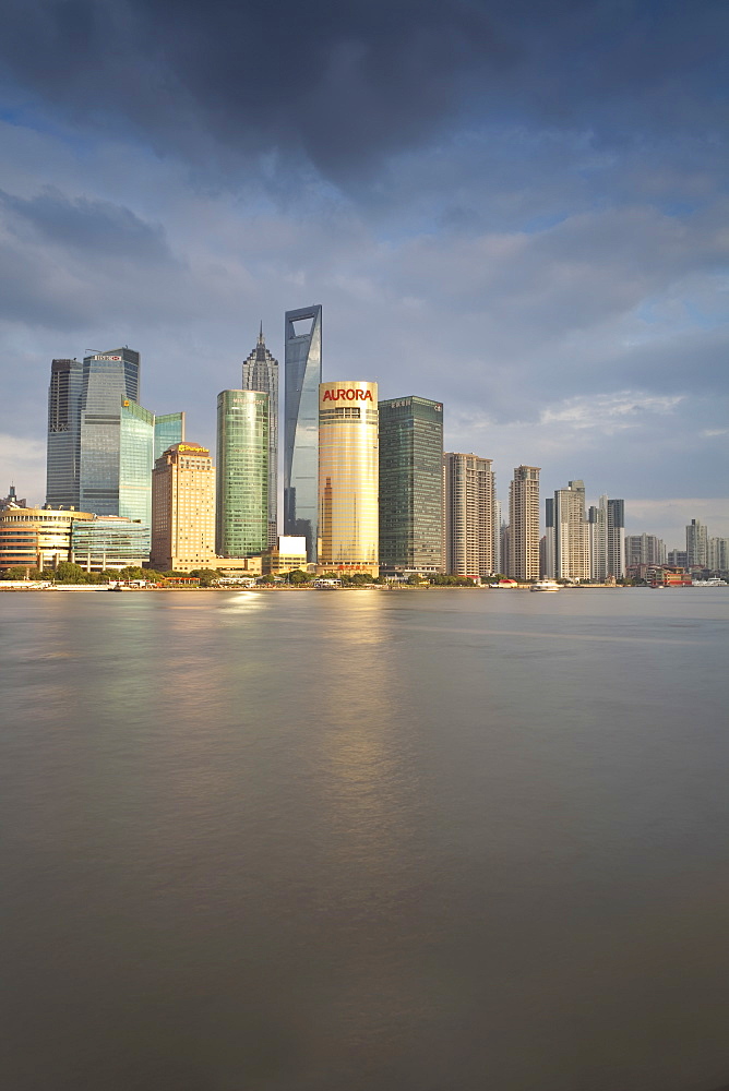 New Pudong skyline, looking across the Huangpu River from the Bund, Shanghai, China, Asia