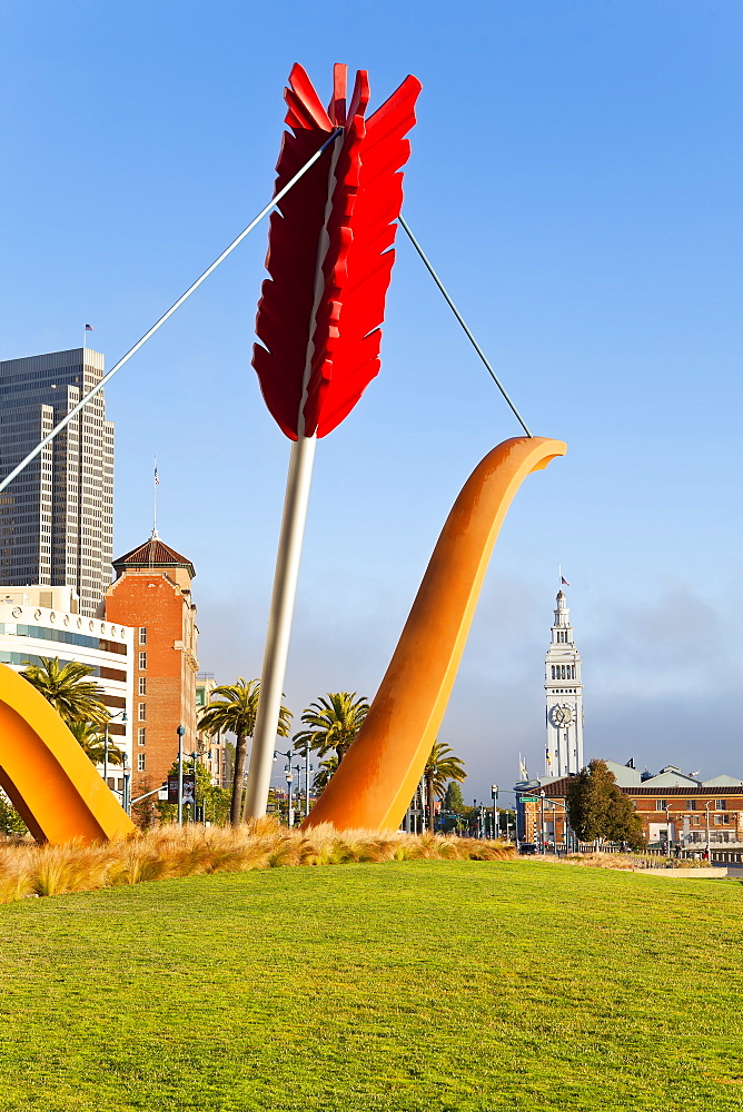 Bow and Arrow Sculpture in Rincon Park, Embarcadero, San Francisco, California, United States of America, North America