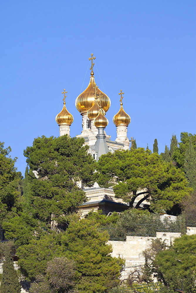 The Russian Church of Mary Magdalene on the Mount of Olives, Jerusalem, Israel, Middle East