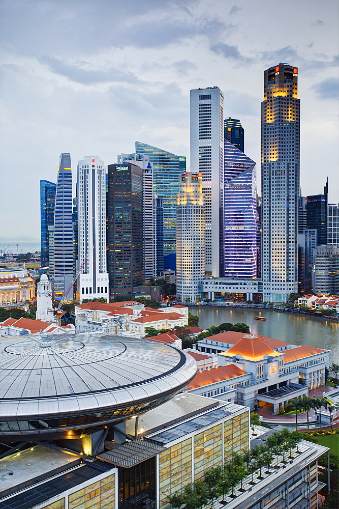 Skyline and Financial district at dawn, Singapore, Southeast Asia, Asia