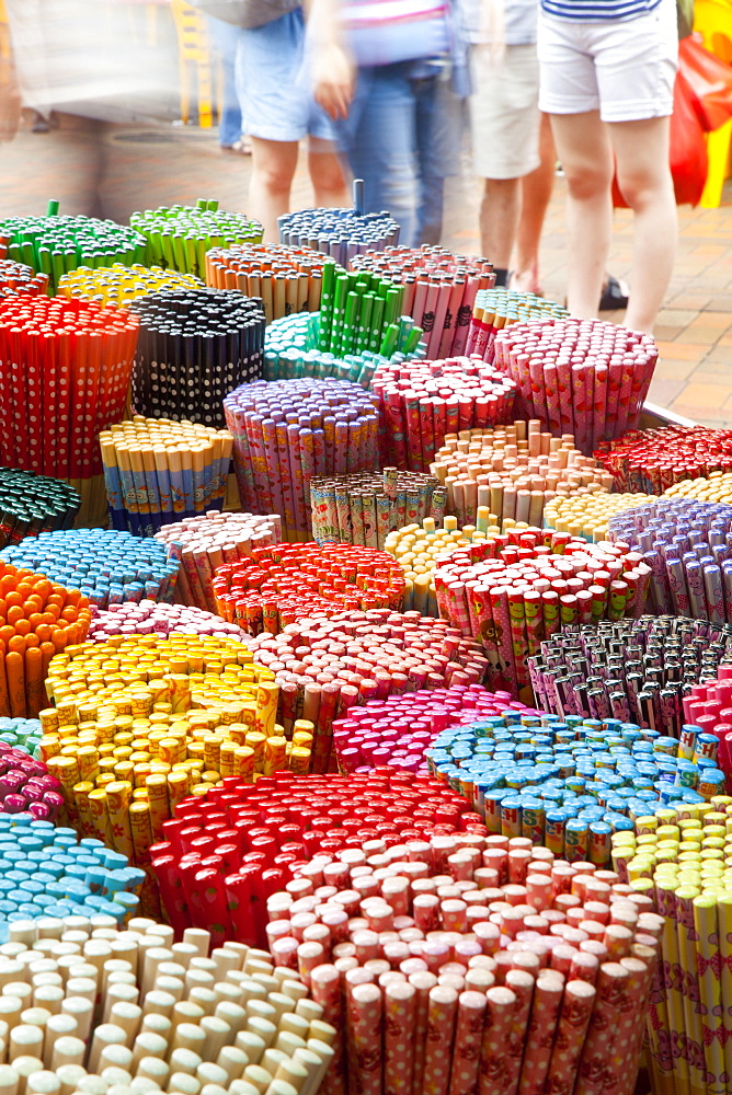 Colourful decorative chopsticks for sale as souvenirs to tourists in Chinatown market, Temple Street, Singapore, Southeast Asia, Asia