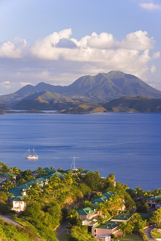 Frigate Bay, southeast of Basseterre, an isthmus with the calm Caribbean-side Frigate Bay beach, St. Kitts, Leeward Islands, West Indies, Caribbean, Central America