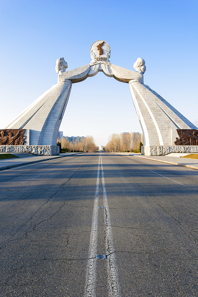 Monument to the Three Charters of National Reunification, Pyongyang, Democratic People's Republic of Korea (DPRK), North Korea, Asia